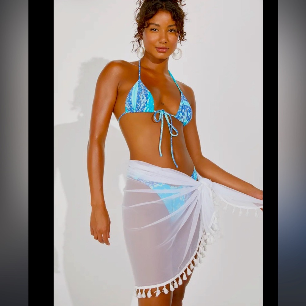 Lulu’s Chic Mesh Swim Cover-Up - White Mesh Sarong EUC